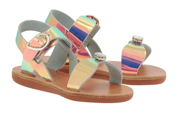 Ancient Greek Sandals Little Poppy Soft Iridescent Silver