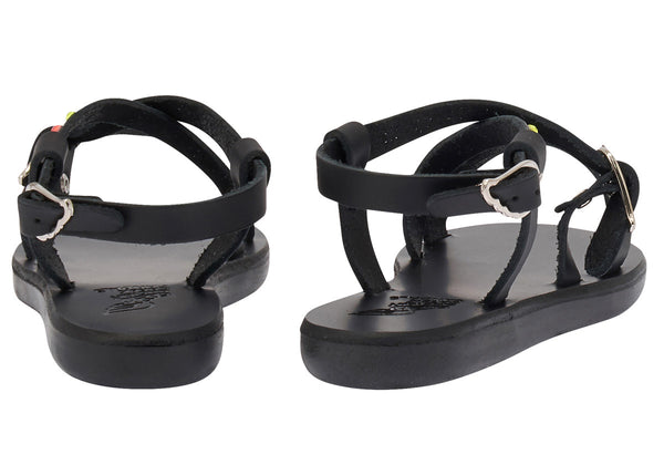 Ancient Greek Sandals Little Sofia Crystals Soft Black / Multi
