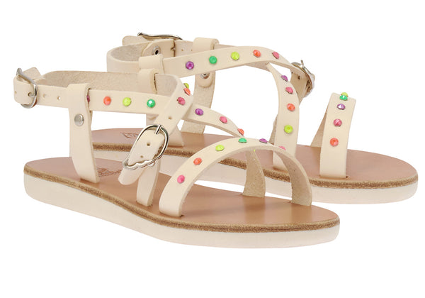 Ancient Greek Sandals Little Sofia Crystals Soft Off White / Multi