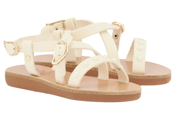 Ancient Greek Sandals Little Sofia Pearls Soft Off White