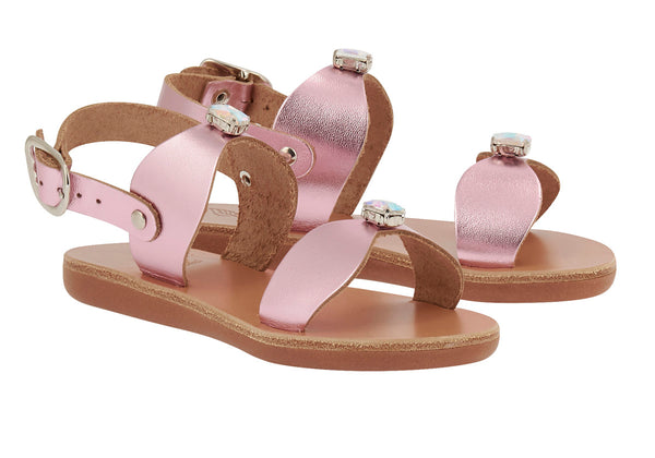 Ancient Greek Sandals Little Stella Soft Metal Pink