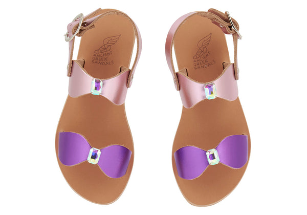 Ancient Greek Sandals Little Stella Soft Metal Pink / Purple