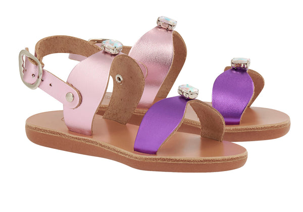 Ancient Greek Sandals Little Stella Soft Metal Pink / Purple