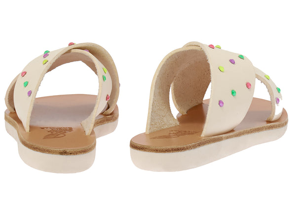Ancient Greek Sandals Little Thais Crystals Soft Off White / Multi