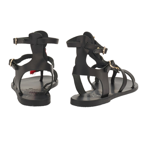 Ancient Greek Sandals Stephanie Charms BLACK/RED CHARMS