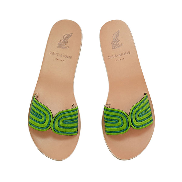 Ancient Greek Sandals The Harness Slide Green / Olive