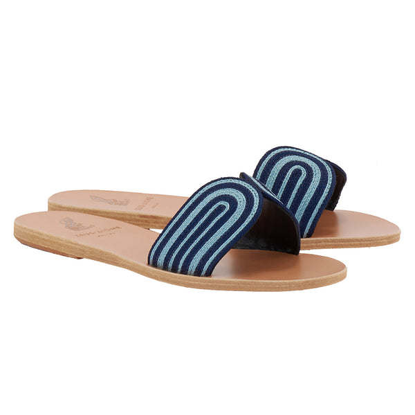 Ancient Greek Sandals The Harness Slide Navy / Celeste