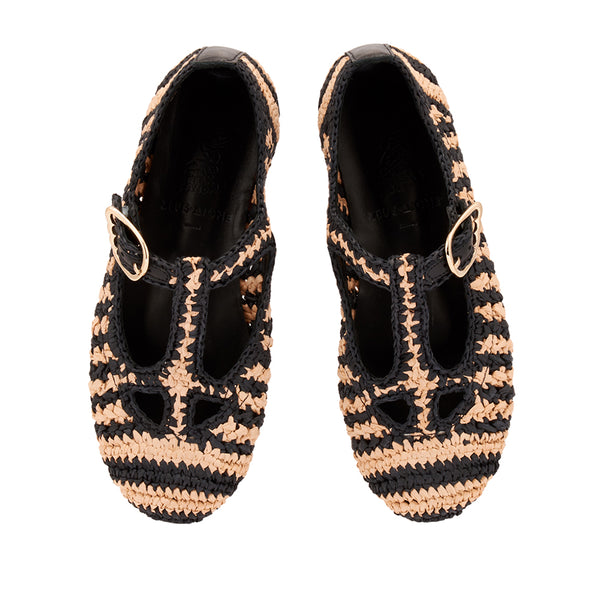 Ancient Greek Sandals Women Shoe Raffia Black / Natural