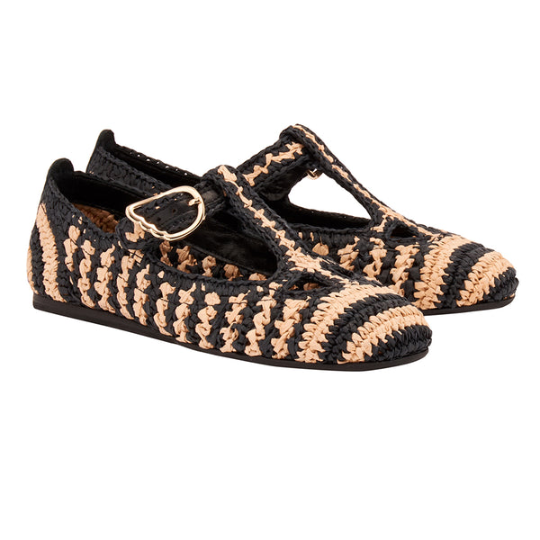 Ancient Greek Sandals Women Shoe Raffia Black / Natural