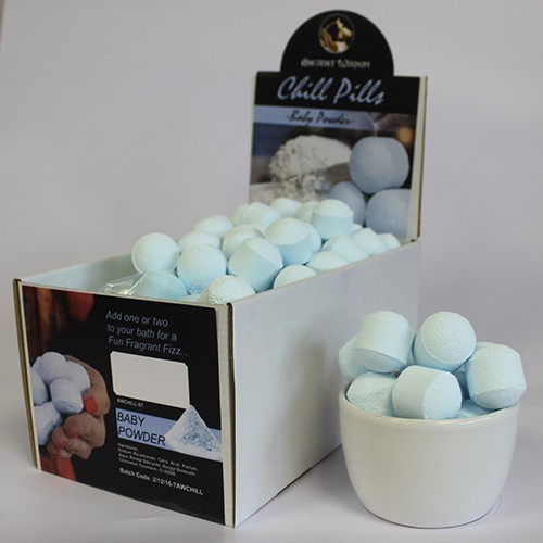 Ancient Wisdom 1.3kg Chill Pills Mini Bath Bombs - Baby Powder