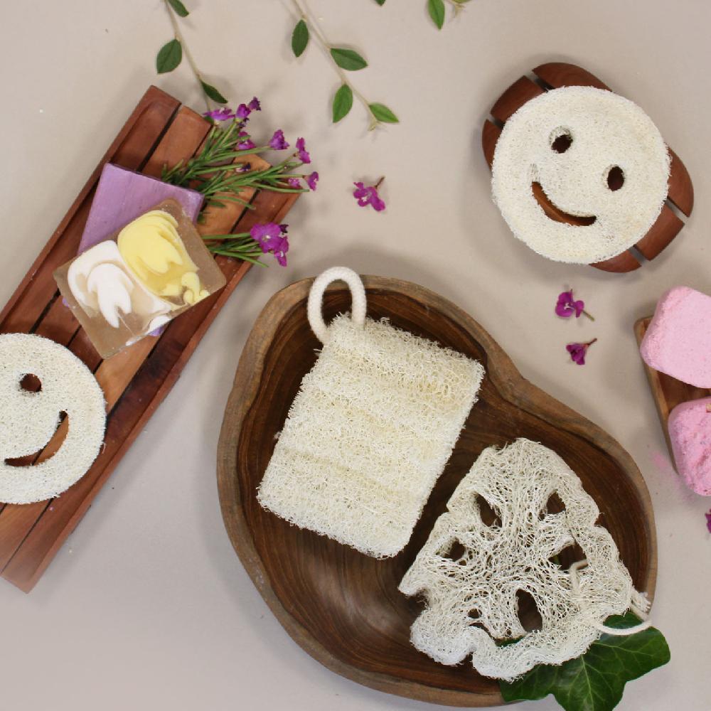 Ancient Wisdom 10x Egyptian Luxury Loofah With Cotton String - Non-Compressed - 8-12cm