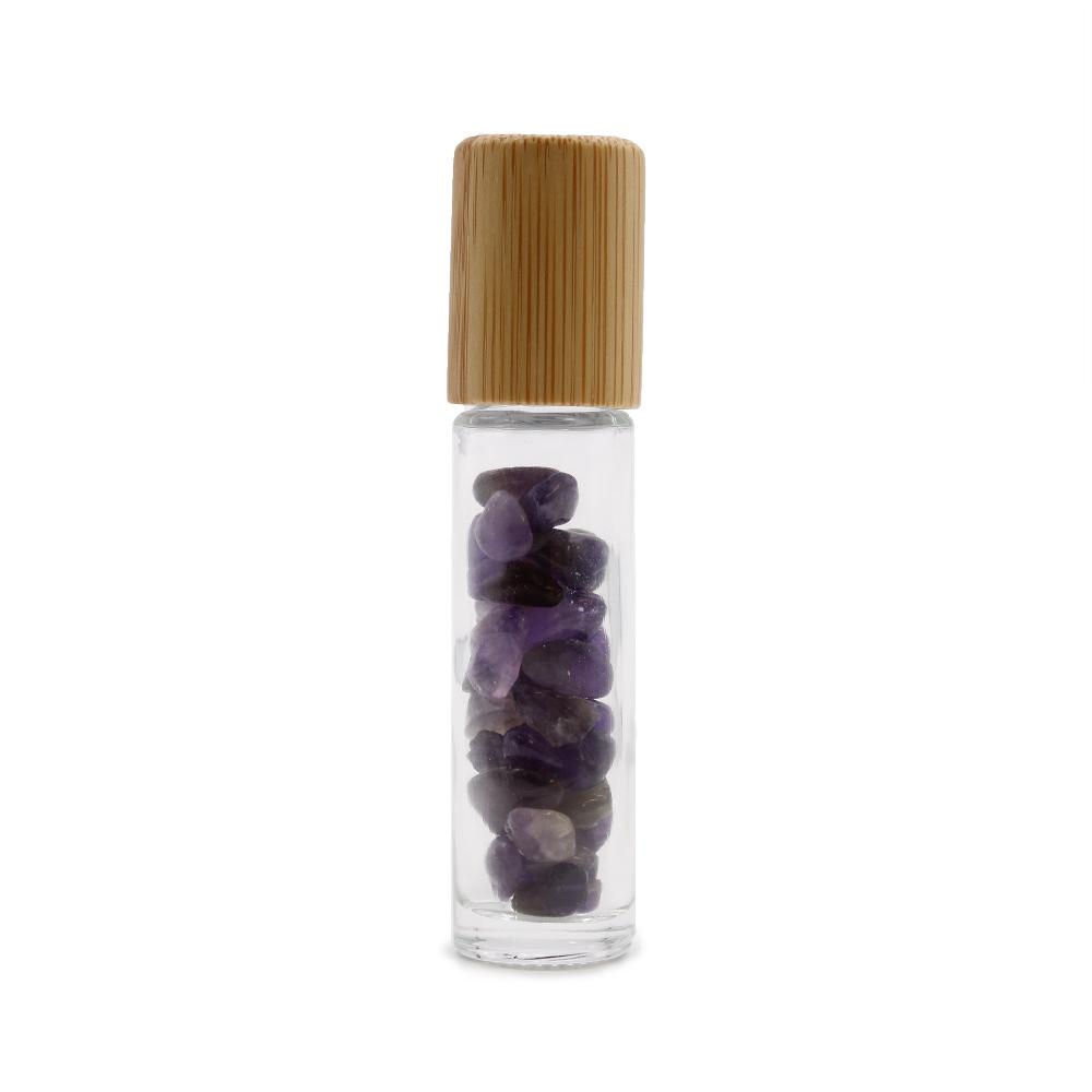 Ancient Wisdom 10x Gemstone Essential Oil Roller Bottle - Amethyst - Wooden Cap