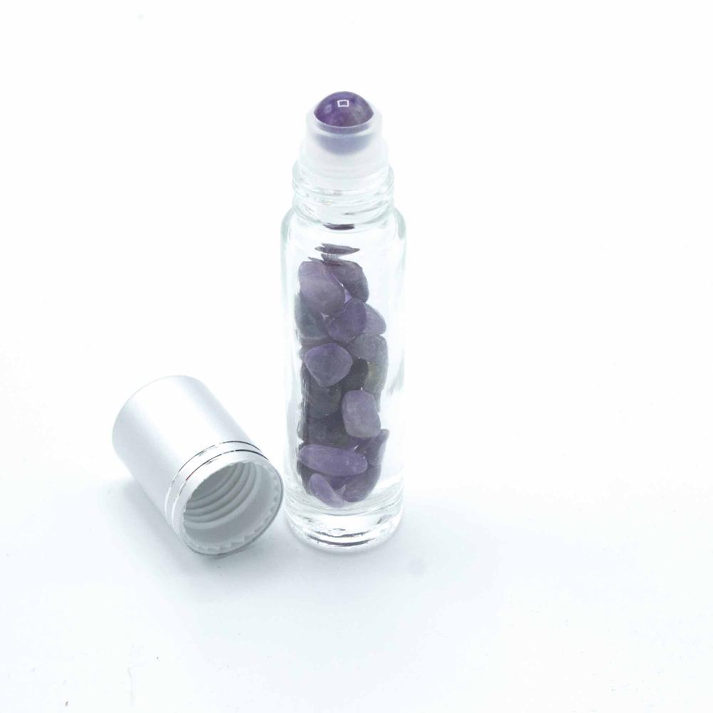 Ancient Wisdom 10x Gemstone Essential Oil Roller Bottle - Amethyst - Silver Cap