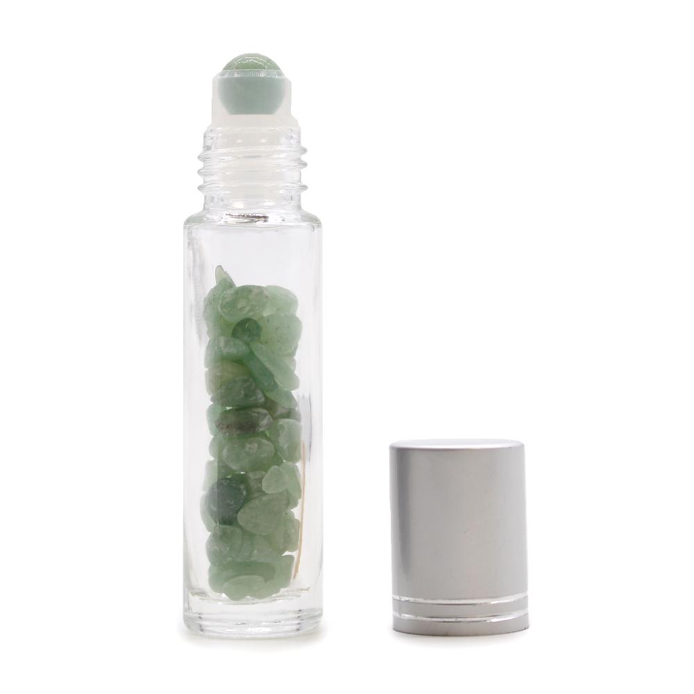 ancient wisdom 10x Gemstone Essential Oil Roller Bottle - Aventurine - Silver Cap