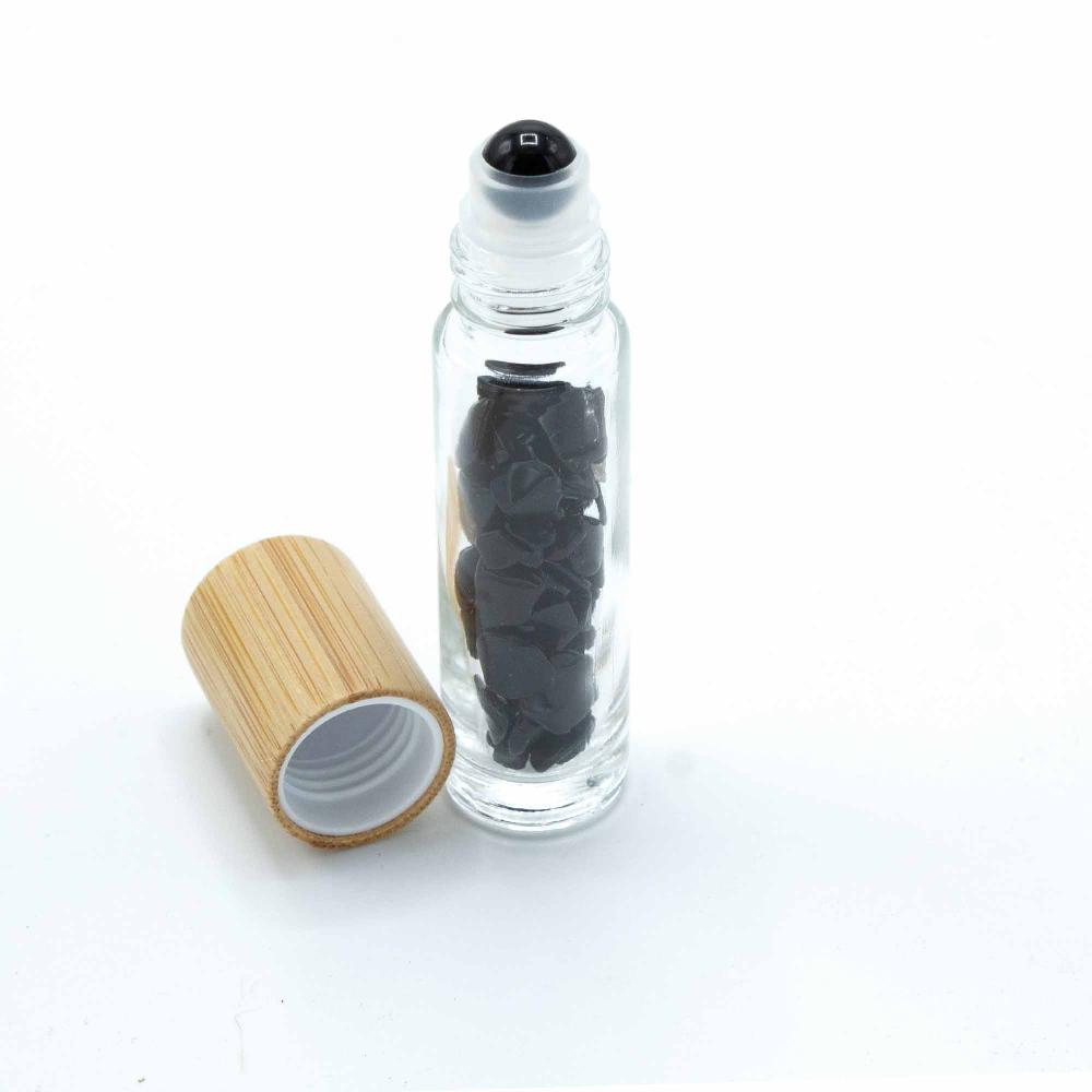 Ancient Wisdom 10x Gemstone Essential Oil Roller Bottle - Black Tourmaline - Wooden Cap