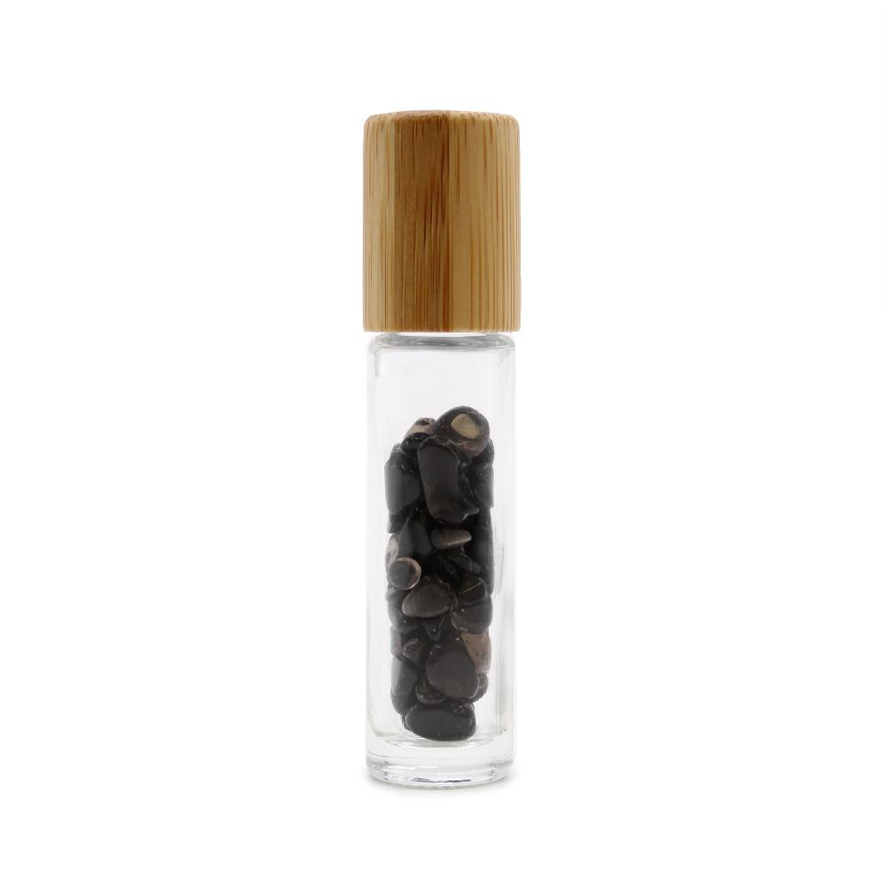 Ancient Wisdom 10x Gemstone Essential Oil Roller Bottle - Black Tourmaline - Wooden Cap