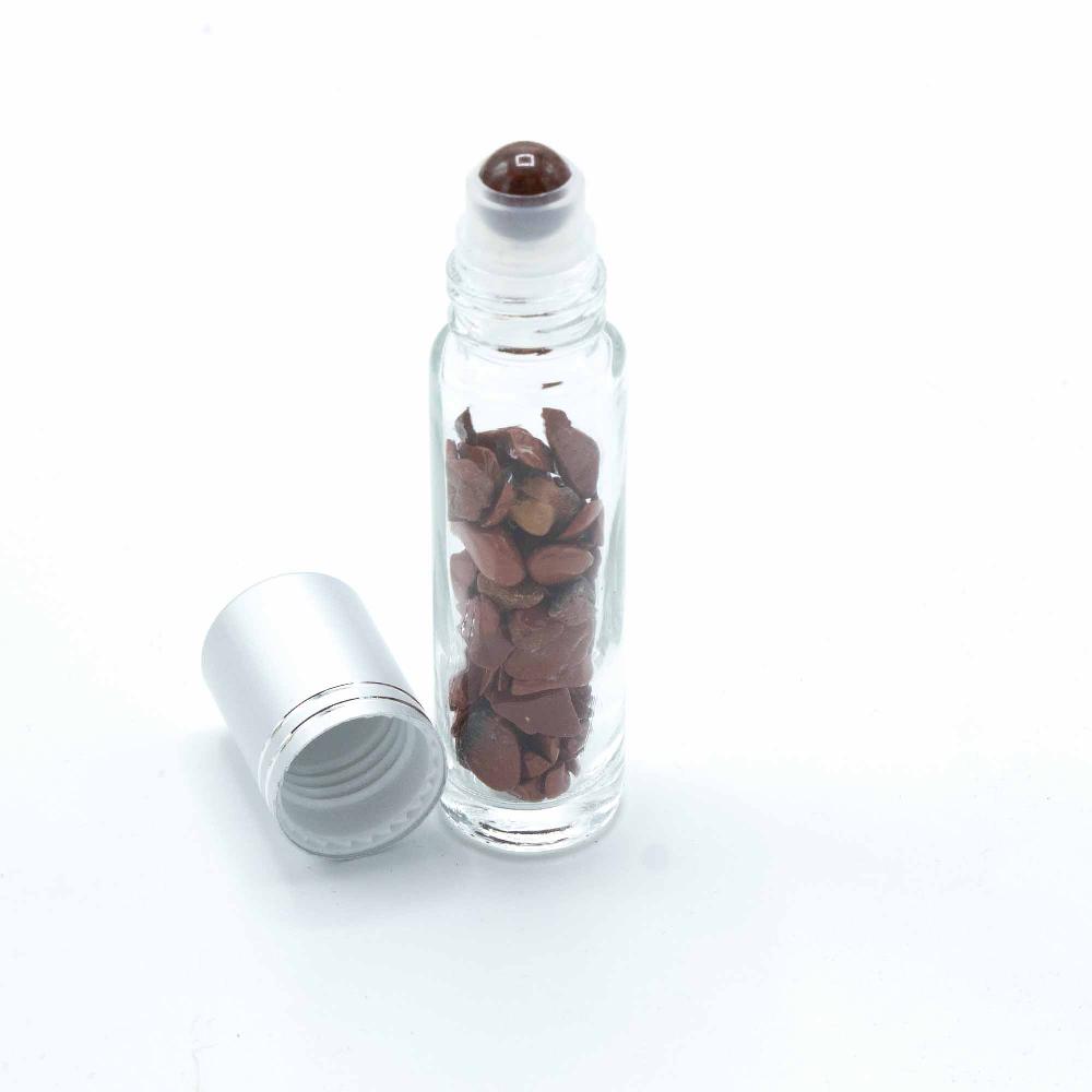 Ancient Wisdom 10x Gemstone Essential Oil Roller Bottle - Red Jasper - Silver Cap