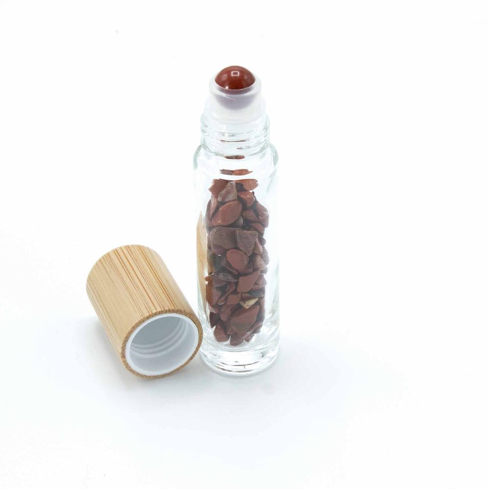 Ancient Wisdom 10x Gemstone Essential Oil Roller Bottle - Red Jasper - Wooden Cap
