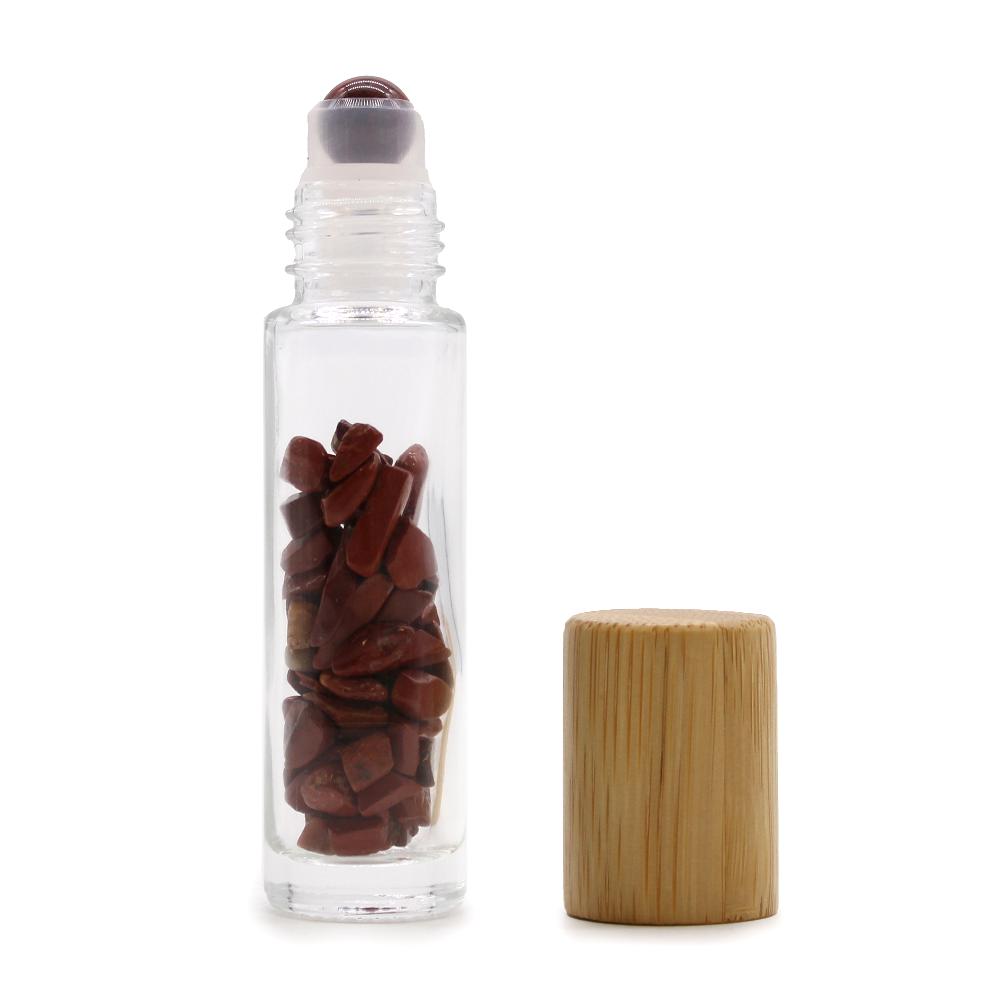 ancient wisdom 10x Gemstone Essential Oil Roller Bottle - Red Jasper - Wooden Cap