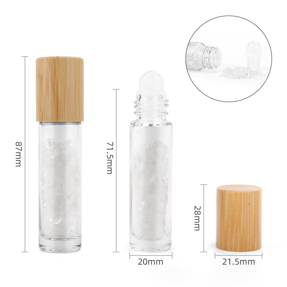 Ancient Wisdom 10x Gemstone Essential Oil Roller Bottle - Rock Quartz - Wooden Cap