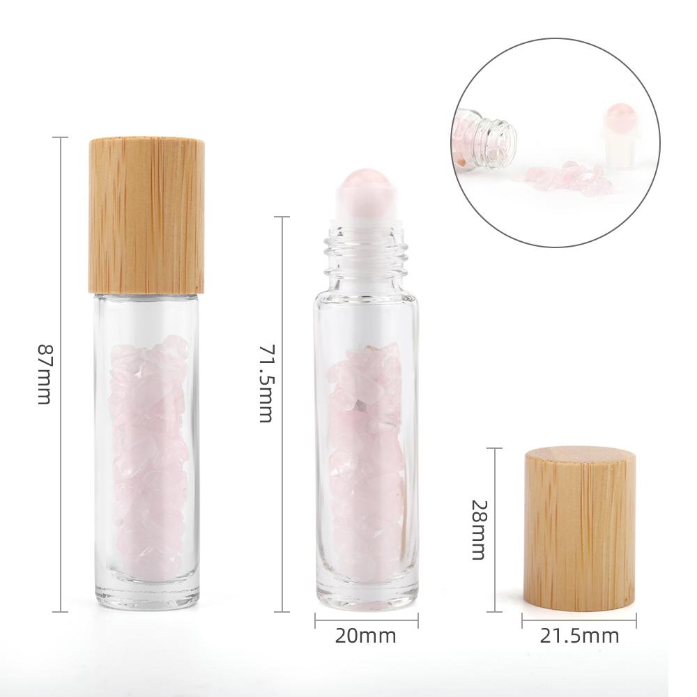 Ancient Wisdom 10x Gemstone Essential Oil Roller Bottle - Rose Quartz - Wooden Cap