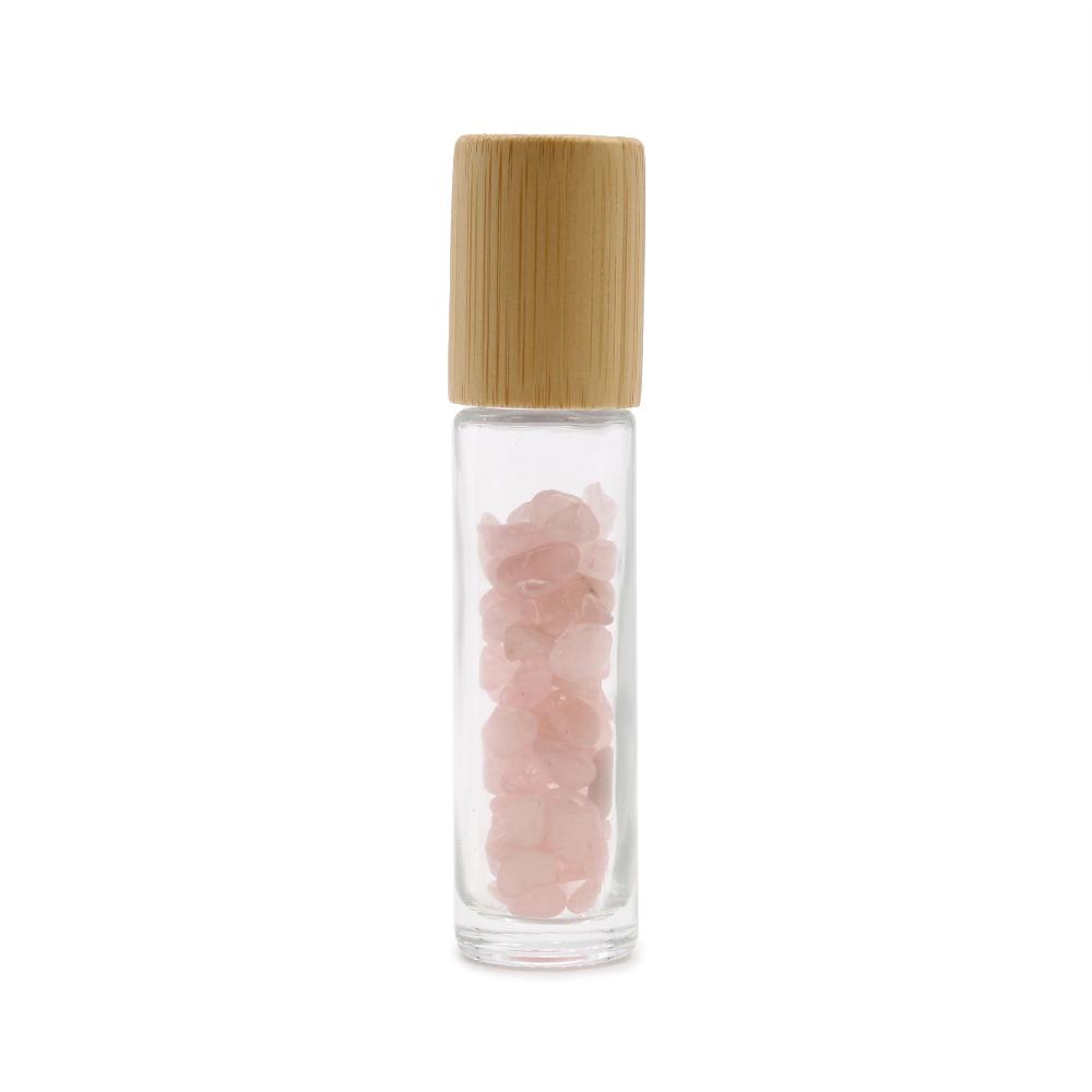 Ancient Wisdom 10x Gemstone Essential Oil Roller Bottle - Rose Quartz - Wooden Cap