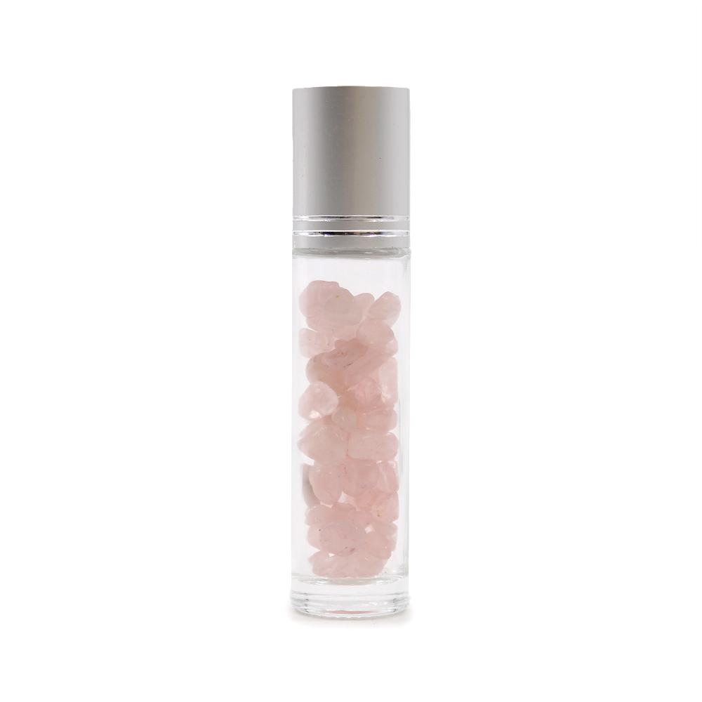 Ancient Wisdom 10x Gemstone Essential Oil Roller Bottle - Rose Quartz - Silver Cap