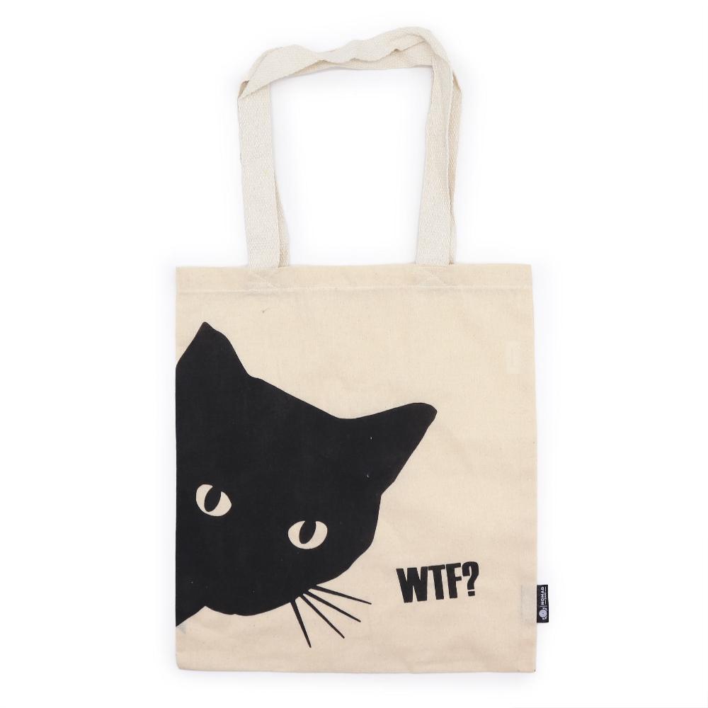 ancient wisdom 10x Iconic Basic Tote Bag - Black Cat - (40x36cm) - Natural 4oz