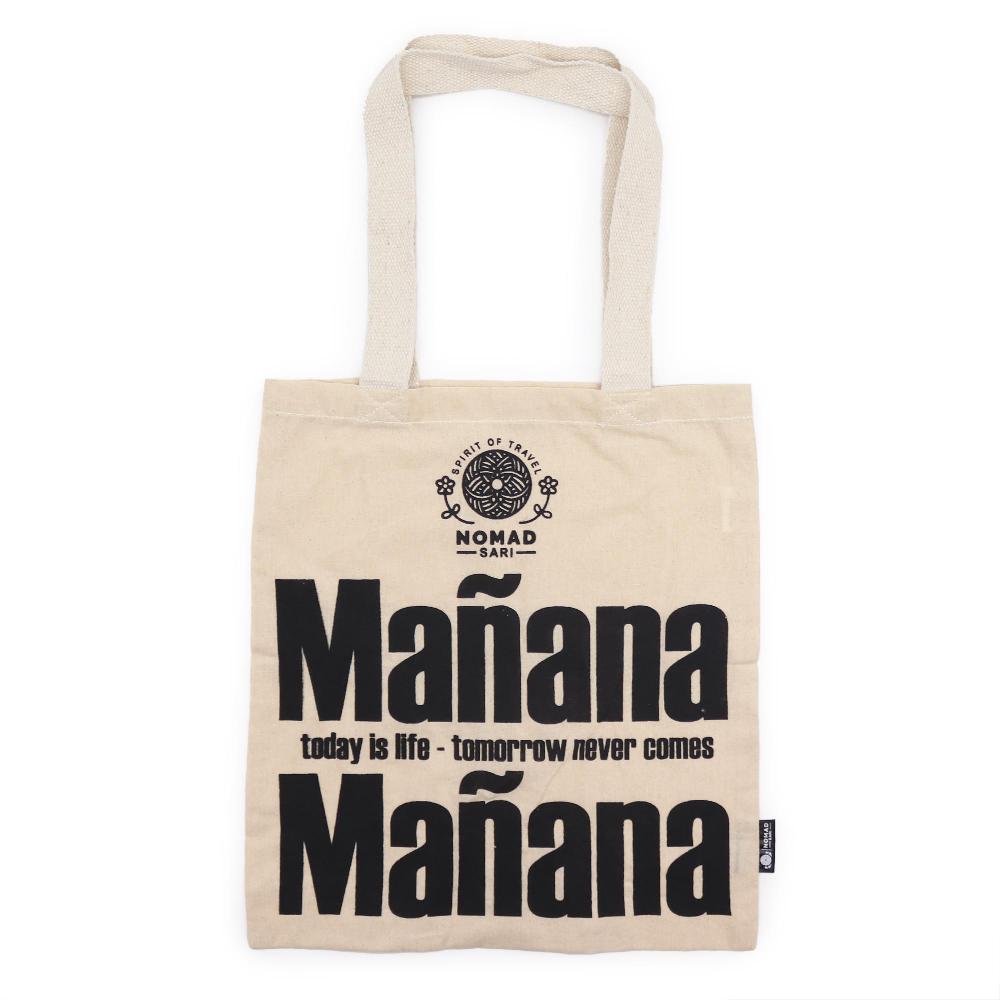 Ancient Wisdom 10x Iconic Basic Tote Bag - Mañana Mañana - (40x36cm) - Natural 4oz