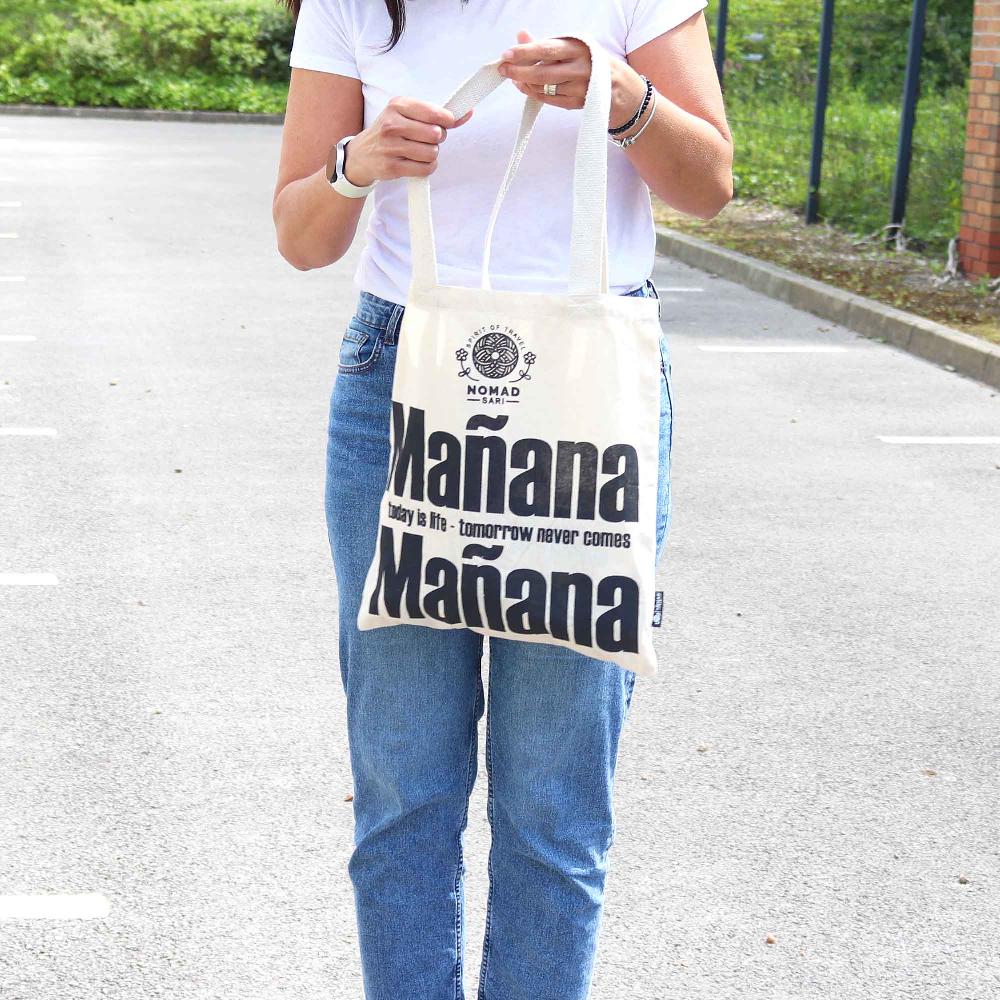 ancient wisdom 10x Iconic Basic Tote Bag - Mañana Mañana - (40x36cm) - Natural 4oz