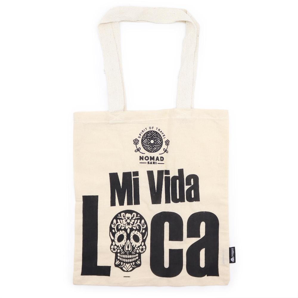 ancient wisdom 10x Iconic Basic Tote Bag - Mi Vida Loca - (40x36cm) - Natural 4oz