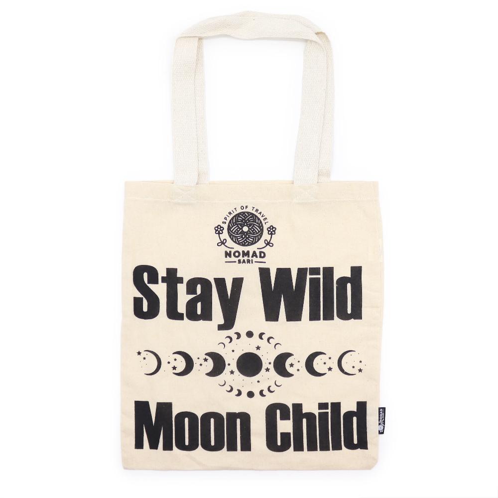 ancient wisdom 10x Iconic Basic Tote Bag - Stay Wild Moon Child - (40x36cm) - Natural 4oz