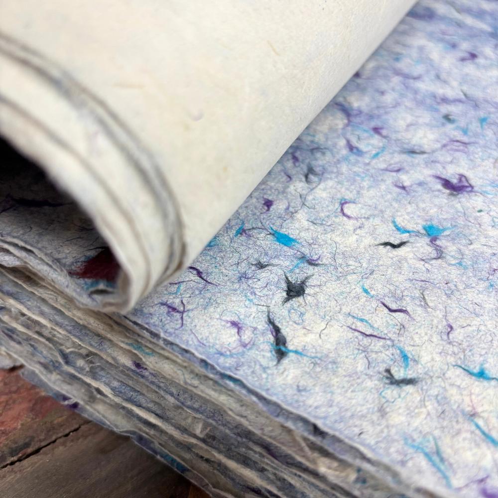 Ancient Wisdom 10x Lokta Craft / Wrapping Paper (510x76cm) - Blue Cotton
