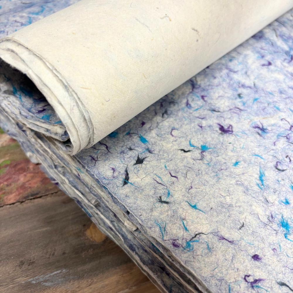 ancient wisdom 10x Lokta Craft / Wrapping Paper (510x76cm) - Blue Cotton