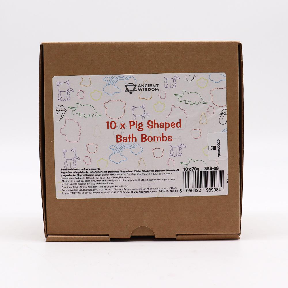 Ancient Wisdom 10x Pig Bath Bomb 70g - Vanilla Cup Cake