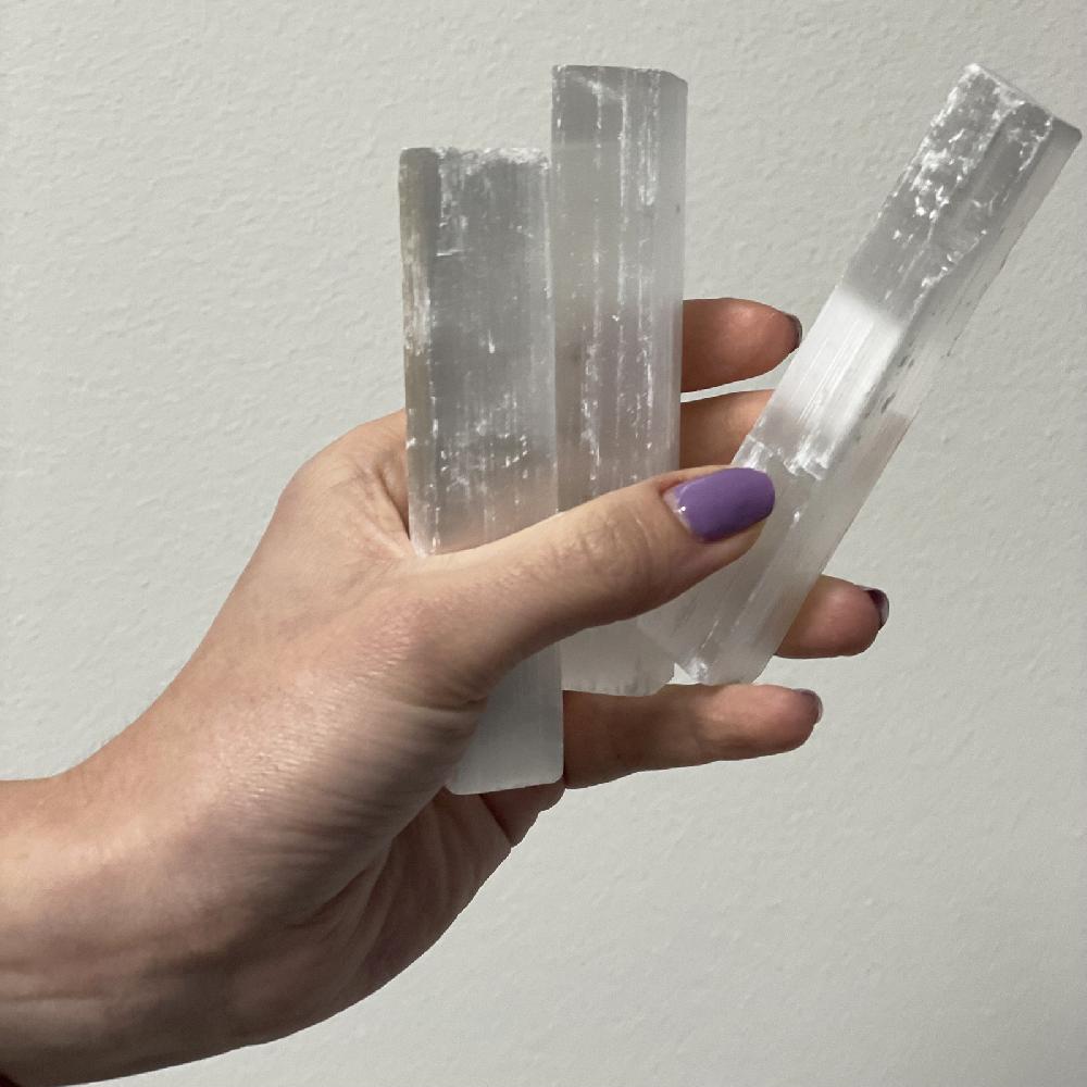 Ancient Wisdom 10x Selenite Stick Raw Crystal - Natural Stone 10 Cm (4 Inch)