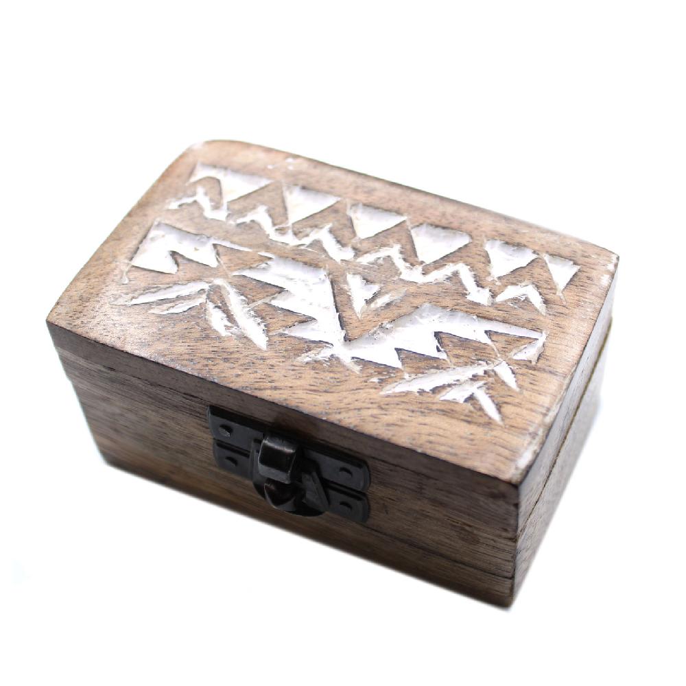 ancient wisdom 10x White Washed Wooden Box - 3x1.5 Pill Box Slavic Design