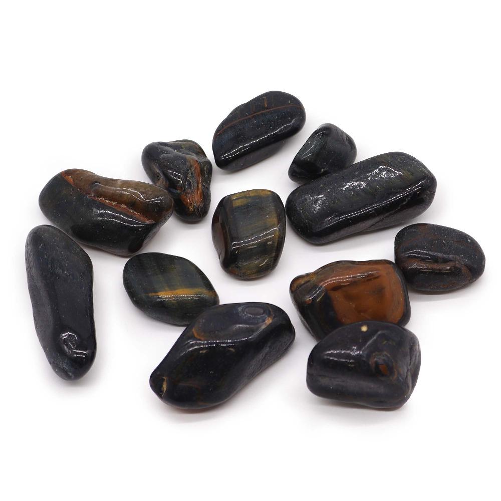 ancient wisdom 12x African Gemstone Tigers Eye - Blue - Size 7 - 26mm (KG)