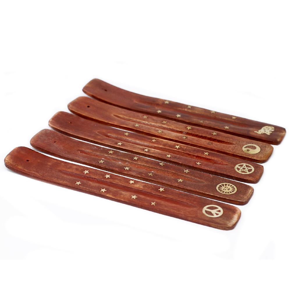 Ancient Wisdom 12x Brass Inlaid Ashcatcher - Mango Wood
