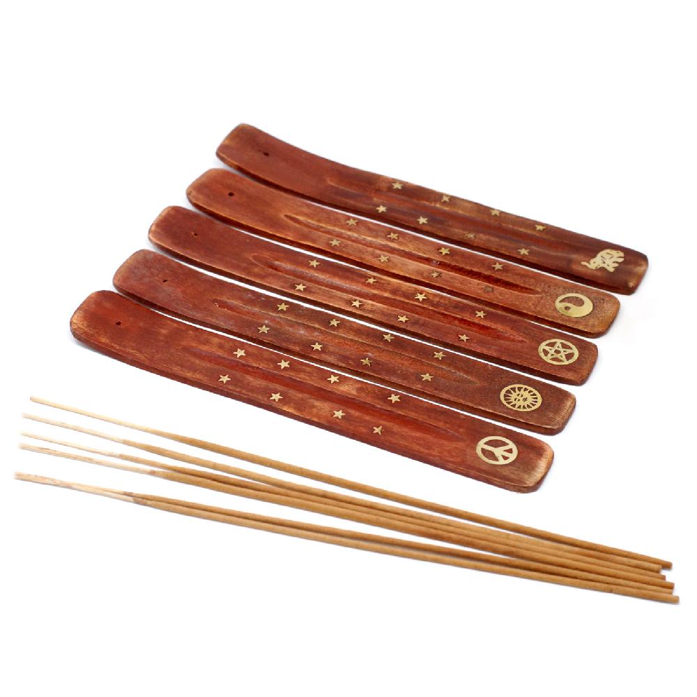 Ancient Wisdom 12x Brass Inlaid Ashcatcher - Mango Wood
