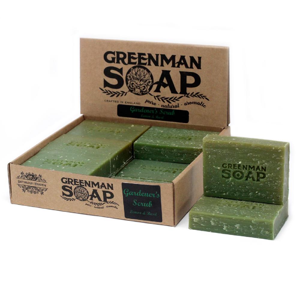Ancient Wisdom 12x Greenman Soap 100g - Gardener's Scrub