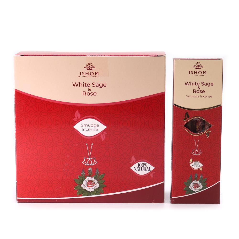 ancient wisdom 12x Ishom Smudge Incense - White Sage & Rose