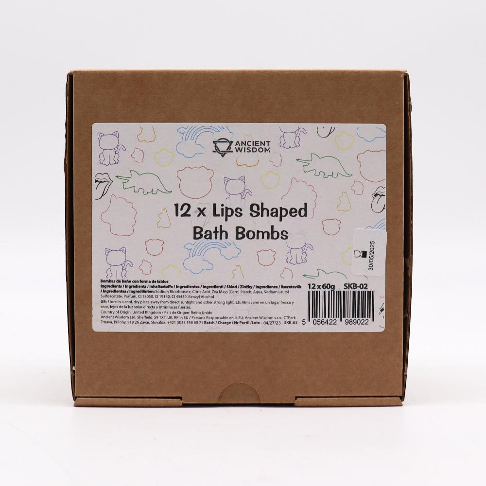 Ancient Wisdom 12x Lips Bath Bomb 60g - Raspberry & Pomergranate