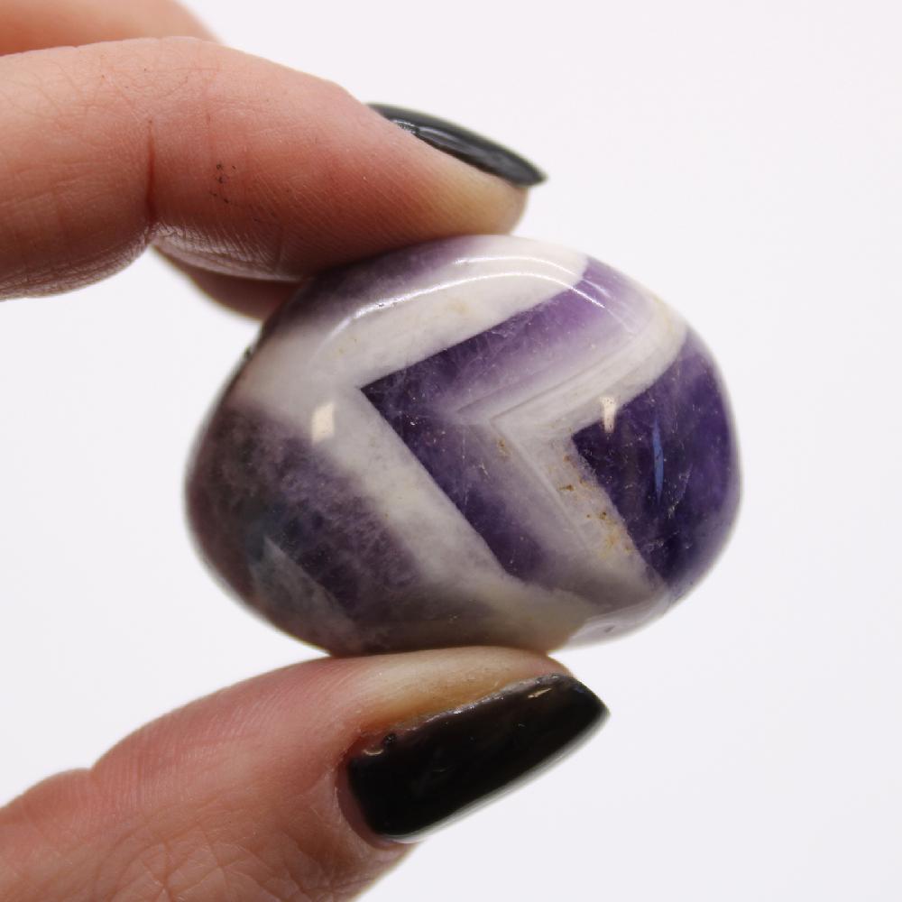Ancient Wisdom 12x Medium African Tumble Stone - Amethyst - Chevron