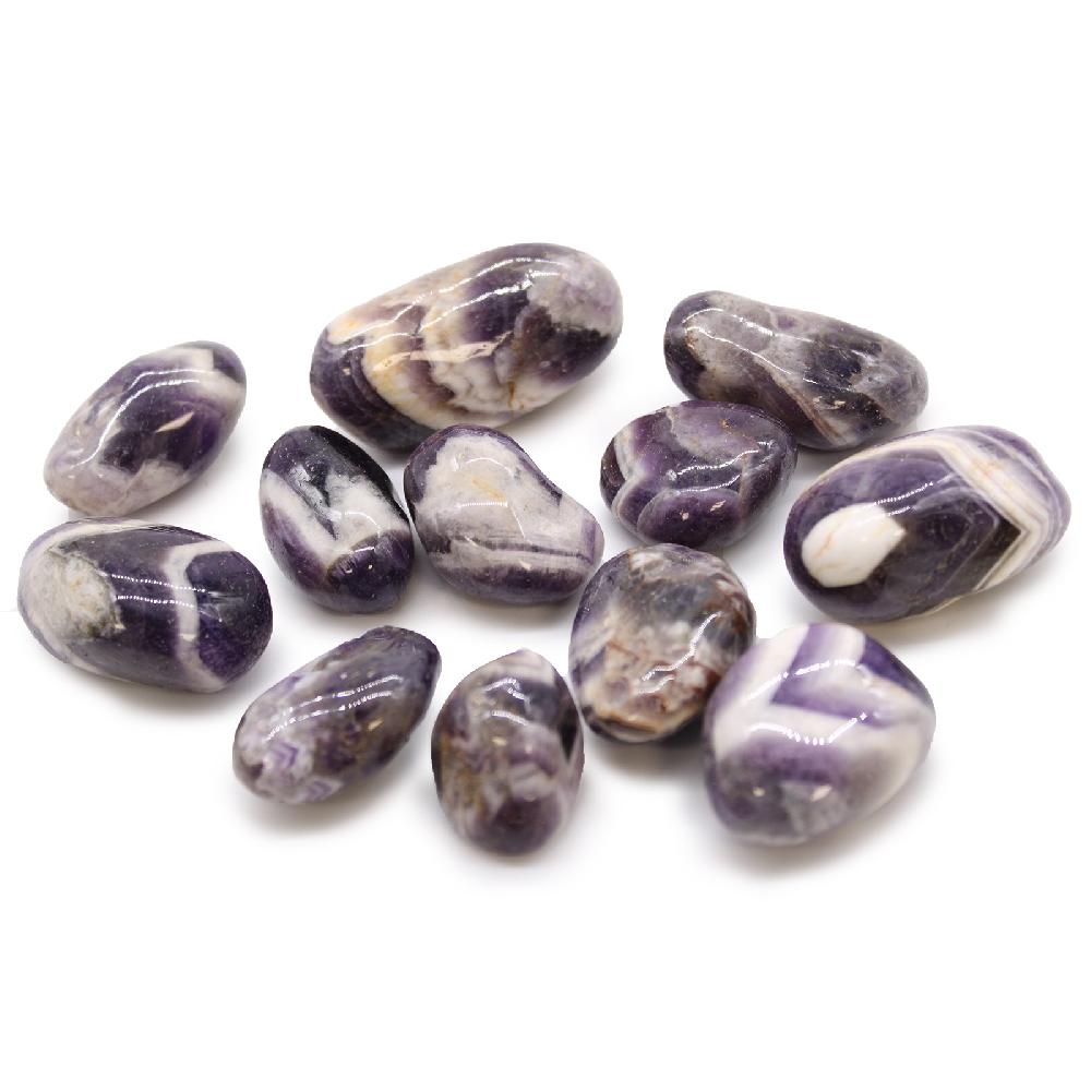 ancient wisdom 12x Medium African Tumble Stone - Amethyst - Chevron
