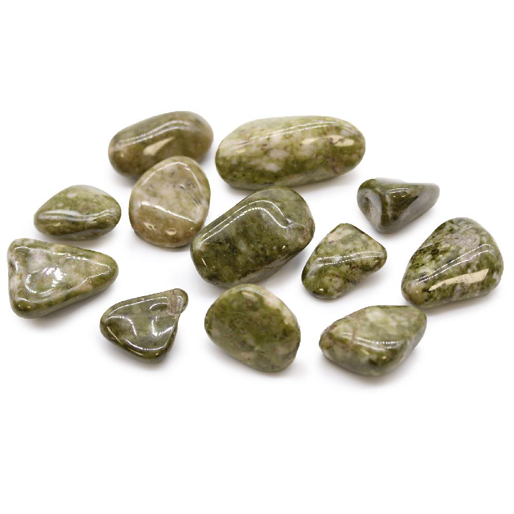 ancient wisdom 12x Medium African Tumble Stone - Epidote Snowflake