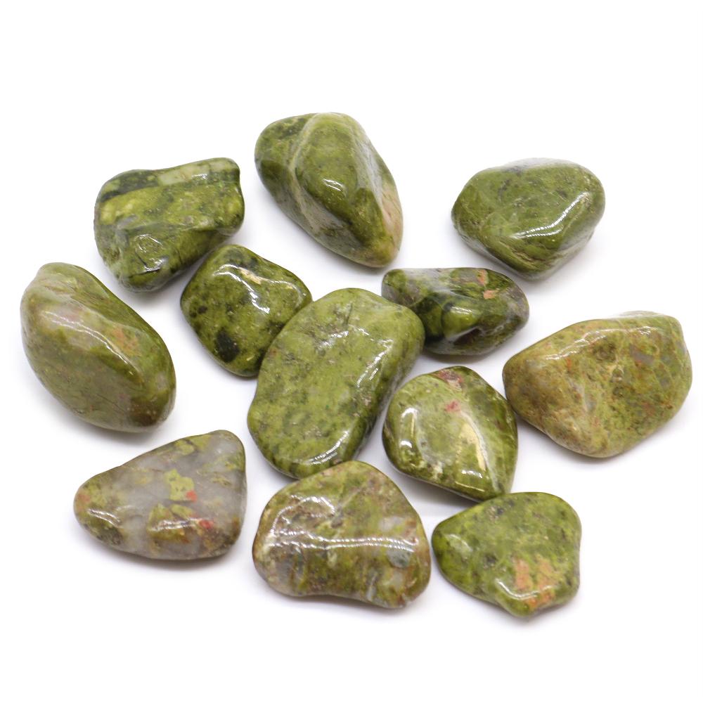ancient wisdom 12x Medium African Tumble Stone - Epidote