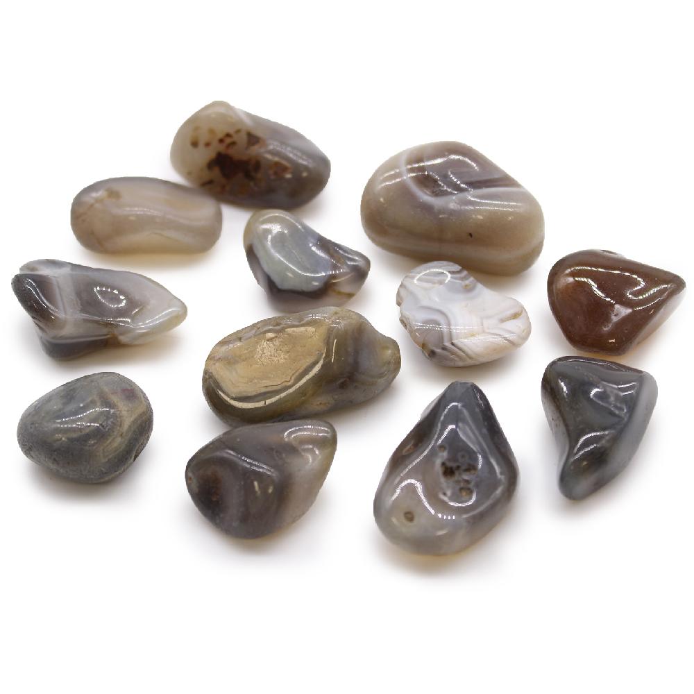ancient wisdom 12x Medium African Tumble Stone - Grey Agate - Botswana