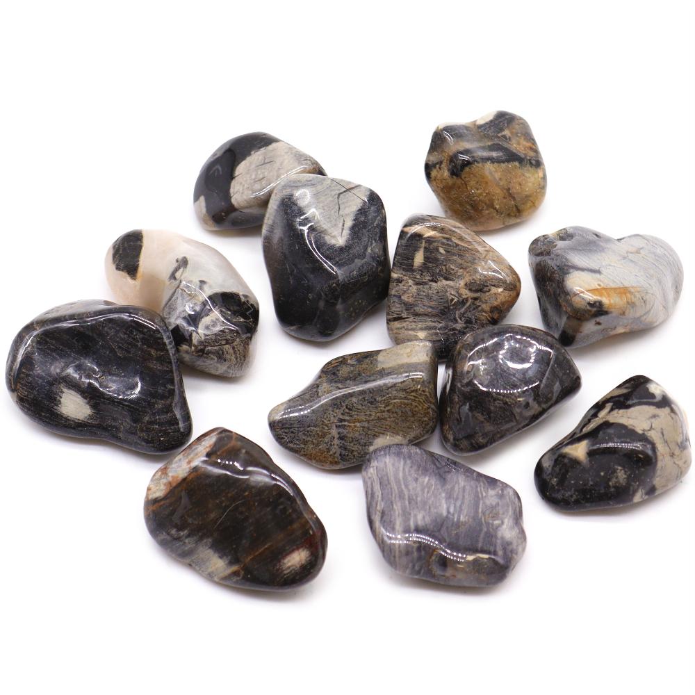 ancient wisdom 12x Medium African Tumble Stone - Jasper Silver Leaf