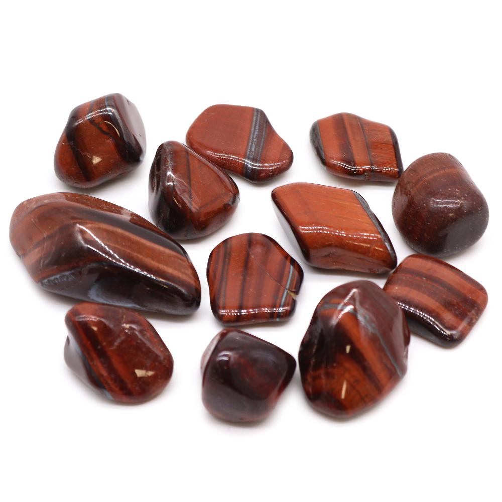 ancient wisdom 12x Medium African Tumble Stone - Tiger's Eye - Red